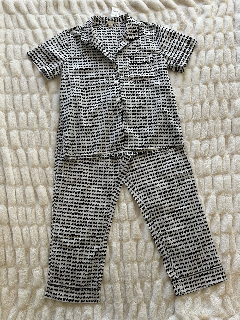J. Crew Factory Black and White Heart-Print Kids Pajama Set